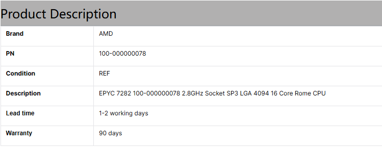 Processeur de serveur AMD CPU7702P 64 cœurs Rome 2,0 GHz SP3